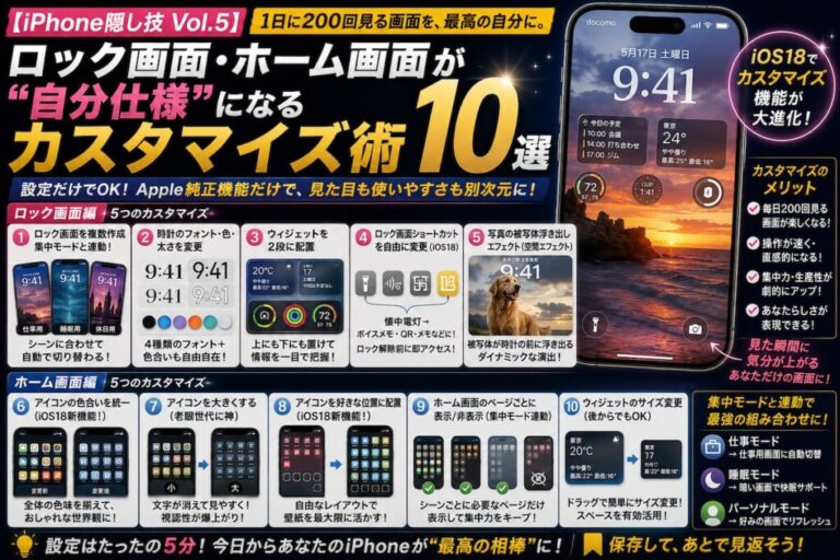 【iPhone隠し技 Vol.5】ロック画面・ホーム画面が”自分仕様”になるカスタマイズ術10選