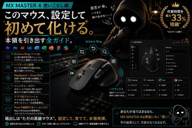 【MX MASTER 4 使いこなし編】このマウス、設定して初めて化ける。本領を引き出す全ガイド。
