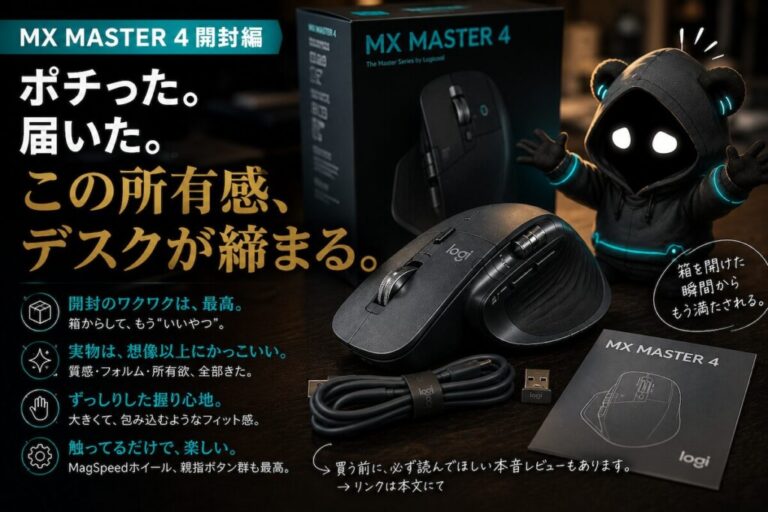 【MX MASTER 4 開封編】ポチった。届いた。この所有感、デスクが締まる。