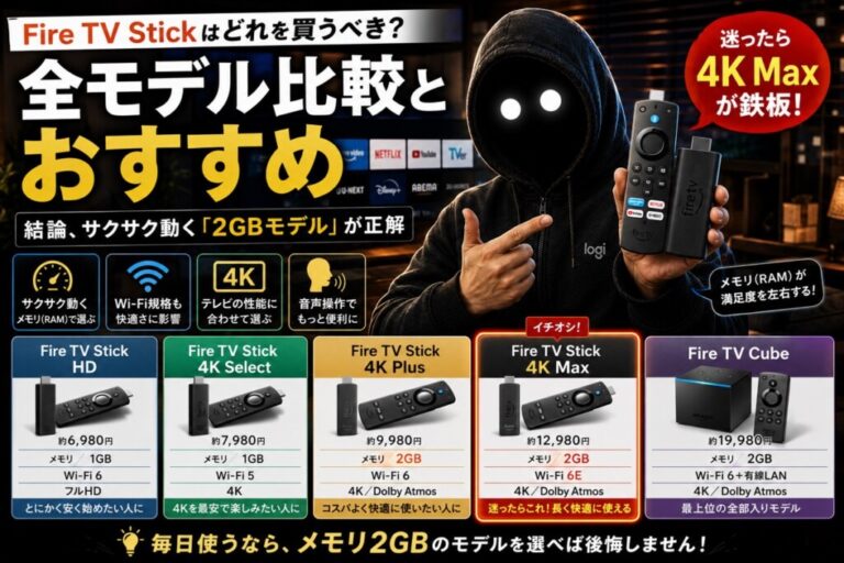 Fire TV Stickはどれを買うべき？全モデル比較とおすすめ｜結論、サクサク動く「2GBモデル」が正解