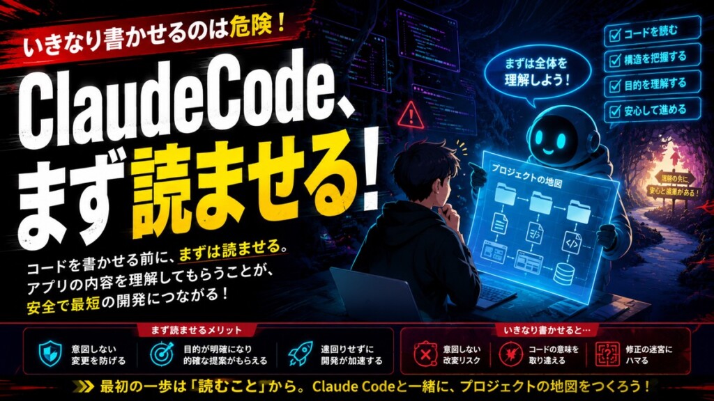 Claude Codeでコードを読ませる方法｜まず理解させると怖くなくなる