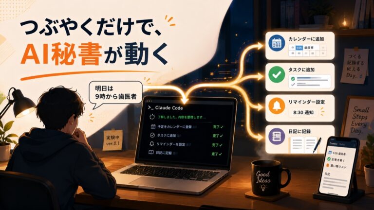 Claude Codeを秘書化する実験｜つぶやくだけで日記もタスクも片付く仕組みを作った話
