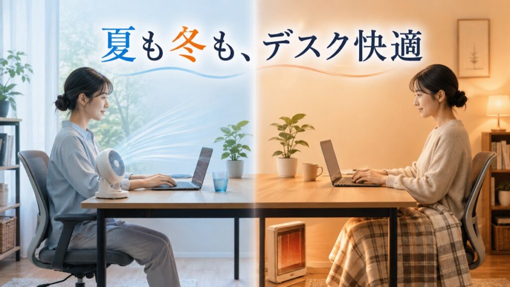在宅ワークの暑さ・冷え対策デスク家電｜サーキュレーターと電気毛布で1年中快適な作業環境