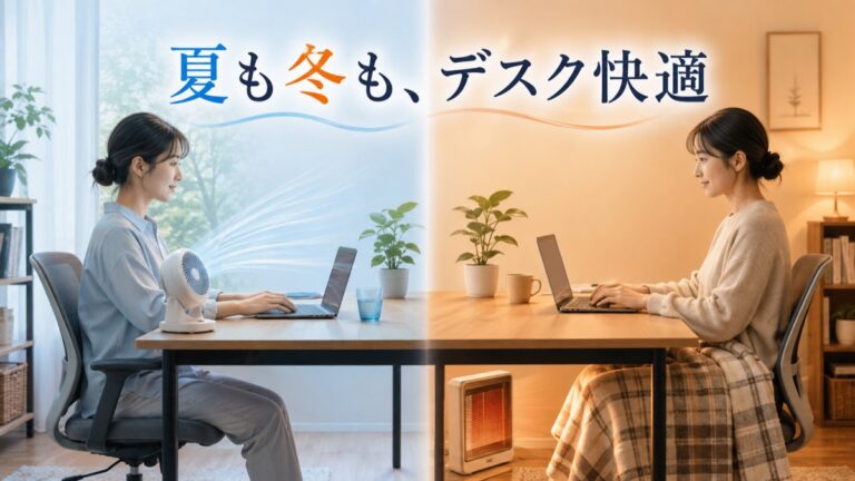 在宅ワークの暑さ・冷え対策デスク家電｜サーキュレーターと電気毛布で1年中快適な作業環境
